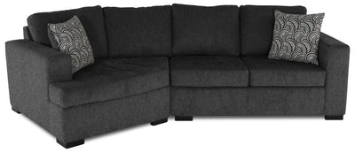 Made in Canada Legend 2-Piece Left-Facing Chenille Fabric Cuddler Sectional - Pepper Grey | Sofa sectionnel de gauche Legend 2 pièces fabriqué au Canada en tissu de chenille avec fauteuil enveloppant - gris poivre