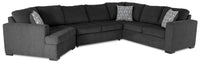 Canadian Made Legend 3-Piece Left-Facing Chenille Fabric Cuddler Sleeper Sectional - Pepper Grey 