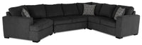 Made in Canada Legend 4-Piece Left-Facing Chenille Fabric Cuddler Sleeper Sectional - Pepper Grey 