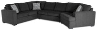 Canadian Made Legend 3-Piece Right-Facing Chenille Fabric Cuddler Sleeper Sectional - Pepper Grey 