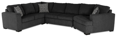 Made in Canada Legend 4-Piece Right-Facing Chenille Fabric Cuddler Sleeper Sectional - Pepper Grey | Sofa-lit sectionnel de droite Legend 4 pièces fabriqué au Canada en tissu de chenille avec fauteuil enveloppant - gris poivre