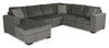 Made in Canada Legend 3-Piece Left-Facing Chenille Fabric Sleeper Sectional with Storage Chaise - Pewter Brown