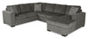 Legend 3-Piece Right-Facing Chenille Sleeper Sectional Sofa - Pewter