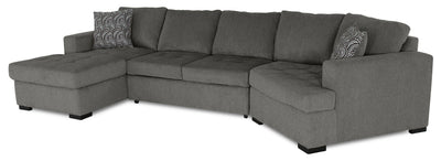 Made in Canada Legend 3-Piece Right-Facing Chenille Fabric Cuddler Sleeper Sectional with Chaise - Pewter Brown | Sofa-lit sectionnel enveloppant de droite Legend 3 pièces fabriqué au Canada en tissu de chenille avec fauteuil long - brun étain