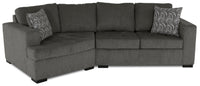 Made in Canada Legend 2-Piece Left-Facing Chenille Fabric Cuddler Sectional - Pewter Brown 