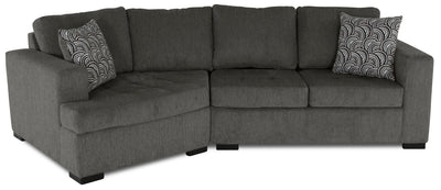 Made in Canada Legend 2-Piece Left-Facing Chenille Fabric Cuddler Sectional - Pewter Brown | Sofa sectionnel de gauche Legend 2 pièces fabriqué au Canada en tissu de chenille avec fauteuil enveloppant - brun étain