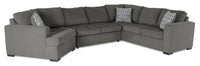 Canadian Made Legend 3-Piece Left-Facing Chenille Fabric Cuddler Sleeper Sectional - Pewter Brown 