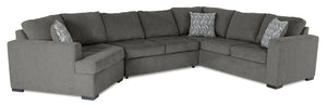 Made in Canada Legend 3-Piece Left-Facing Chenille Fabric Cuddler Sleeper Sectional - Pewter Brown