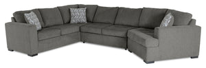 Legend 3-Piece Right-Facing Chenille Cuddler Sleeper Sectional - Pewter