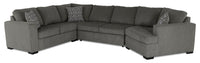 Canadian Made Legend 3-Piece Right-Facing Chenille Fabric Cuddler Sleeper Sectional - Pewter Brown 