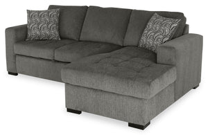 Made in Canada Legend 2-Piece Right-Facing Chenille Fabric Sleeper Sectional with Storage Chaise - Pewter Brown