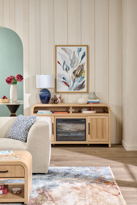 Scott Living Lenore 60\" Electric Fireplace TV Stand with Storage - Natural