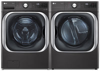 LG 6 Cu. Ft. Front-Load Washer and 9 Cu. Ft. Electric Dryer - Black Steel 