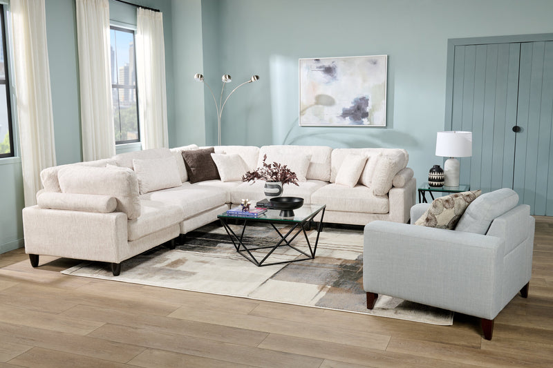 Lounge 5-Piece Chenille Modular Sectional – Beige 