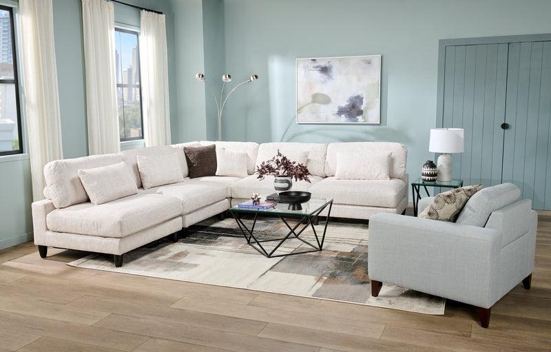 Lounge 5-Piece Chenille Armless Modular Sectional – Beige