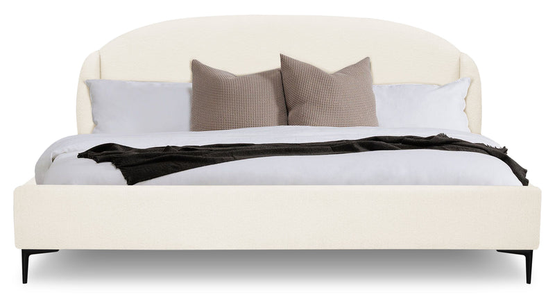 Luna Upholstered Wingback Bed in Taupe Fabric - King Size