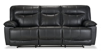 Matt Leather-Look Fabric Reclining Sofa - Black