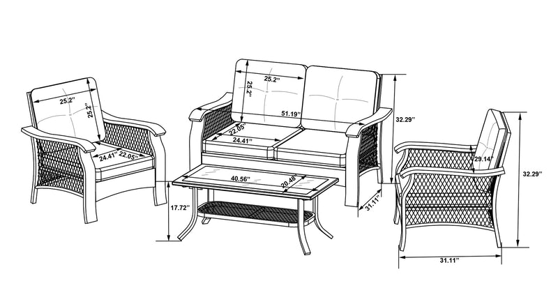Mayan 4-Piece Patio Set
