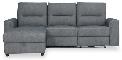 Meadow 2-Piece Left-Facing Chenille Fabric Power Reclining Sectional with Storage Chaise - Charcoal Grey | Sofa sectionnel de gauche à inclinaison électrique Meadow 2 pièces en tissu de chenille avec fauteuil long de rangement - gris anthracite