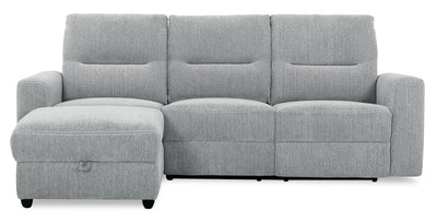 Meadow 2-Piece Left-Facing Chenille Fabric Power Reclining Sectional with Storage Chaise - River Grey | Sofa sectionnel de gauche à inclinaison électrique Meadow 2 pièces en tissu de chenille avec fauteuil long de rangement - gris rivière