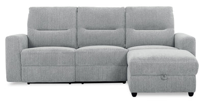 Meadow 2-Piece Right-Facing Chenille Fabric Power Reclining Sectional with Storage Chaise - River Grey | Sofa sectionnel de droite à inclinaison électrique Meadow 2 pièces en tissu de chenille avec fauteuil long de rangement - gris rivière