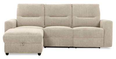Meadow 2-Piece Left-Facing Chenille Fabric Power Reclining Sectional with Storage Chaise - Taupe | Sofa sectionnel de gauche à inclinaison électrique Meadow 2 pièces en tissu de chenille avec fauteuil long de rangement - taupe