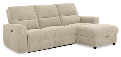 Meadow 2-Piece Right-Facing Chenille Fabric Power Reclining Sectional with Storage Chaise - Taupe | Sofa sectionnel de droite à inclinaison électrique Meadow 2 pièces en tissu de chenille avec fauteuil long de rangement - taupe