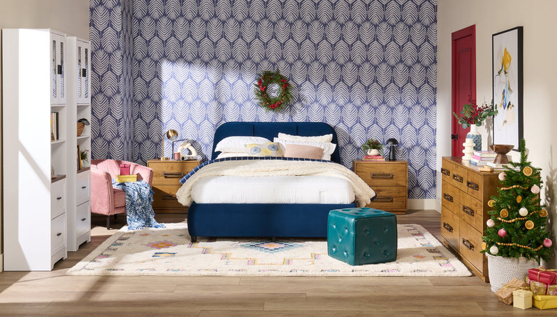 Talbott 17.5\" Cube Ottoman - Teal Faux Leather