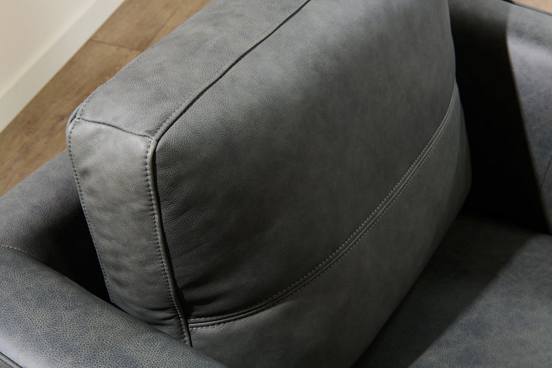 Melrose 36.5\" Top-Grain Genuine Leather Chair with Metal Legs - Grey