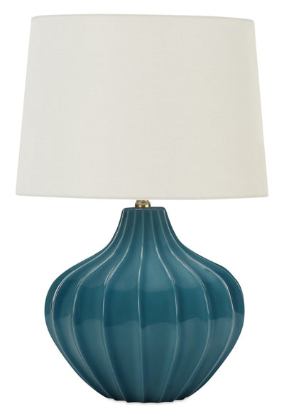 24" Blue Ceramic Curved Table Lamp|Lampe de table courbée de 24 po en céramique bleue