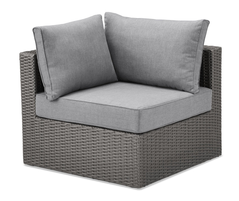 Morris 5-Piece Outdoor Patio Set with 3 Corner Chairs & 2 Storage Armless Chairs - Hand-Woven Resin Wicker, Olefin Fabric, UV & Weather Resistant – Grey