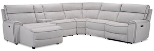 Newport 6-Piece Faux Suede Left-Facing Power Reclining Sectional - Grey