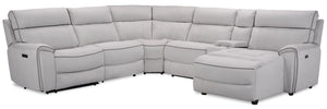 Newport 6-Piece Faux Suede Right-Facing Power Reclining Sectional - Grey