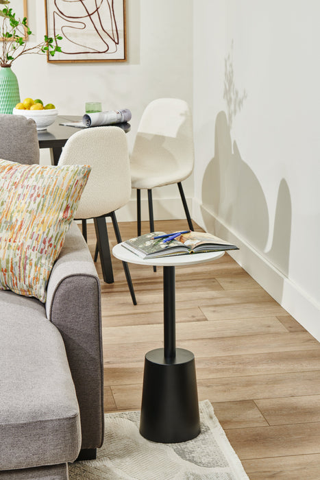 Nevan 14\" Accent Table with White Sintered Stone Top - Black