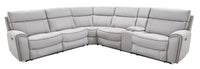 Newport 6-Piece Faux Suede L-Shaped Power Reclining Sectional - Grey 