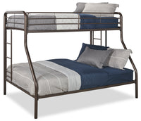 Noah Bunk Bed with Ladder & Guard Rail for Kids, Metal, Dark Bronze - Twin/Full 