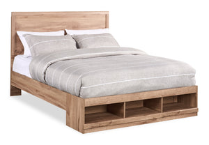 Oakley Platform Bed with Headboard & Storage Frame, Made in Canada, Natural - Queen Size