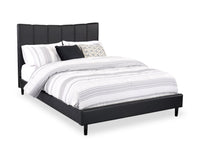 Paseo Platform Bed in Black Vegan-Leather Fabric - Queen Size 