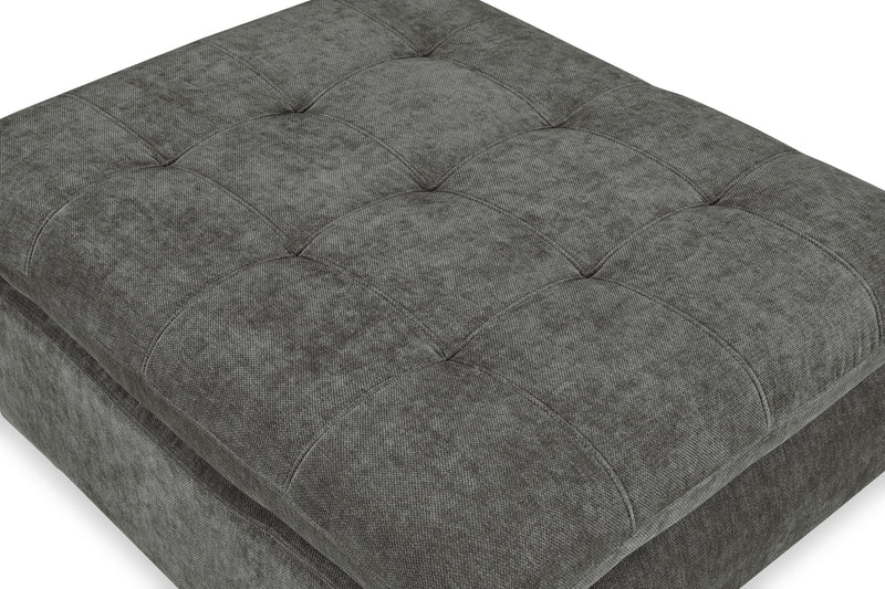 Scott Living Plaza Modular 38\" Fabric Ottoman with Tufted Cushion and Metal Legs - Grey