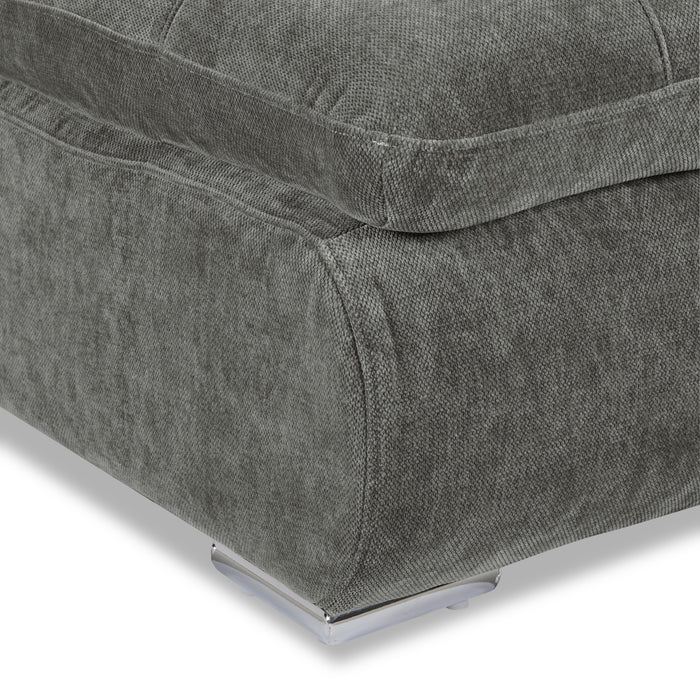 Scott Living Plaza Modular 38\" Fabric Ottoman with Tufted Cushion and Metal Legs - Grey