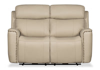 Quincy Genuine Leather Reclining Loveseat - Beige 