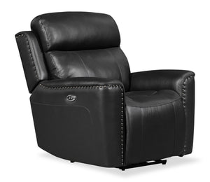 Quincy Genuine Leather Recliner - Black
