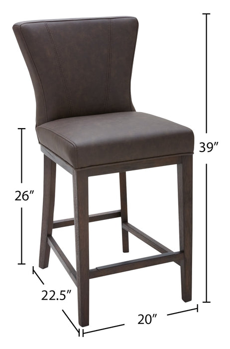 Quinn Counter-Height Stool with Vegan Leather Fabric, 26\"H - Brown