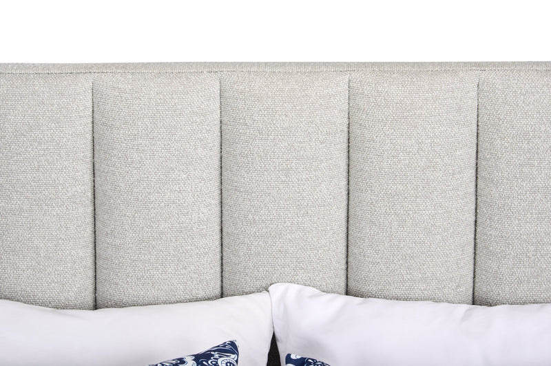 Kort & Co. Rain Upholstered Platform Bed in Taupe Fabric, Tufted - Queen Size