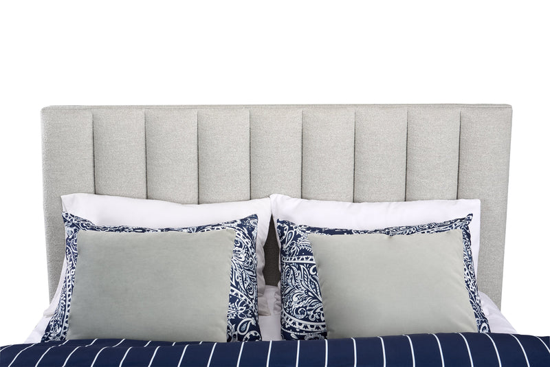 Kort & Co. Rain Upholstered Platform Bed in Taupe Fabric, Tufted - Queen Size