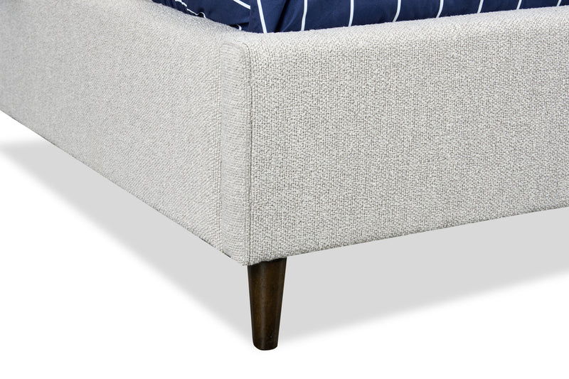 Kort & Co. Rain Upholstered Platform Bed in Taupe Fabric, Tufted - Queen Size