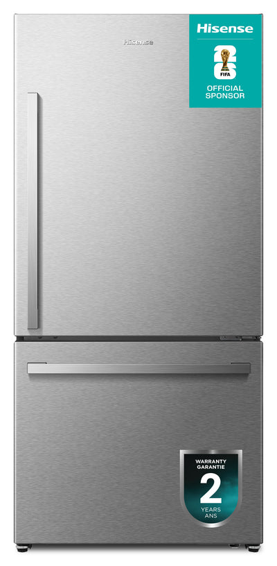 Hisense 31.3" 22.3 Cu. Ft. Bottom-Mount Refrigerator - Stainless Steel - RB22A2FSE | Réfrigérateur Hisense de 22,3 pi³ et de 31,3 po à congélateur inférieur - acier inoxydable - RB22A2F…