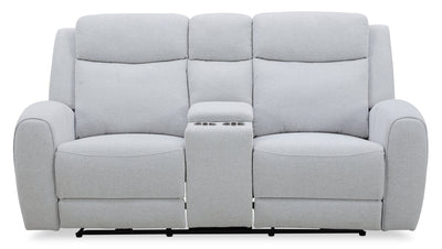 Reign 78" Fabric Power Reclining Loveseat with Console - Bronco Stone Grey | Causeuse à inclinaison électrique Reign de 78 po en tissu avec console - gris pierre Bronco