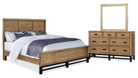 Scott Living Reno 5pc Bedroom Set with Bed, Dresser & Mirror, Wooden, Natural Brown - Queen Size 