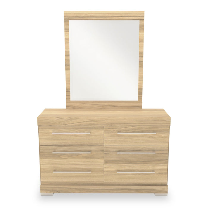 Riley 5pc Bedroom Set with Panel Bed, Dresser & Mirror, Made in Canada, Natural - Twin Size